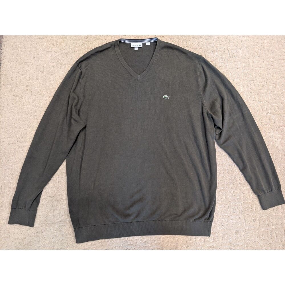 Lacoste Sweater Mens 3X 3XL Dark Green V Neck